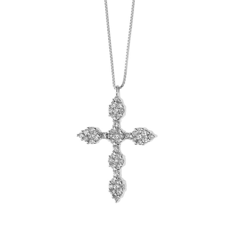 Dámský evropský a americký jednoduchý křížový lepkavý kámen 925 stříbrný náhrdelník Čína Ruifanbao Jewelry Factory