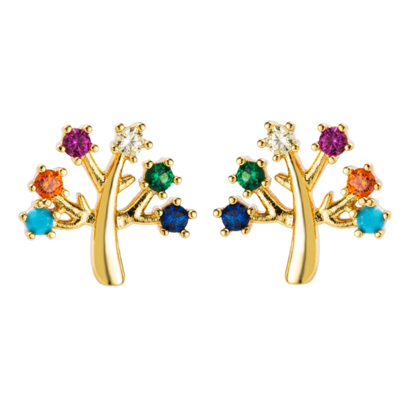 European and American Copper-Pened Real Gold Micro-Inloid Color Color Zircon Elické čepy, personalizovanénáušnice příslušenství, módní temperament květina dámskénáušnice