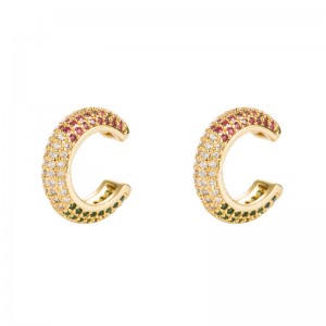 Evropské a americkénáušnice Zlatá mosaz s barvou Zirconnáušnice Hip-Hop muži a ženy bez propíchnutých ušních klipů